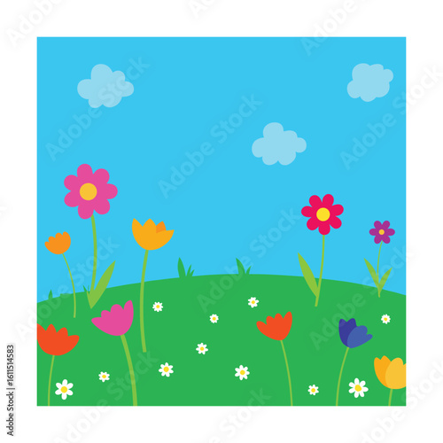 Colorful Meadow with Wildflowers and Grasses