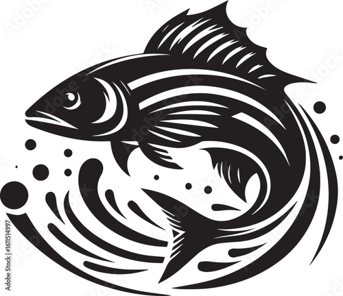 Black Fish Silhouette Vector – Iconic Logo Design for Marine and Fishing Themes