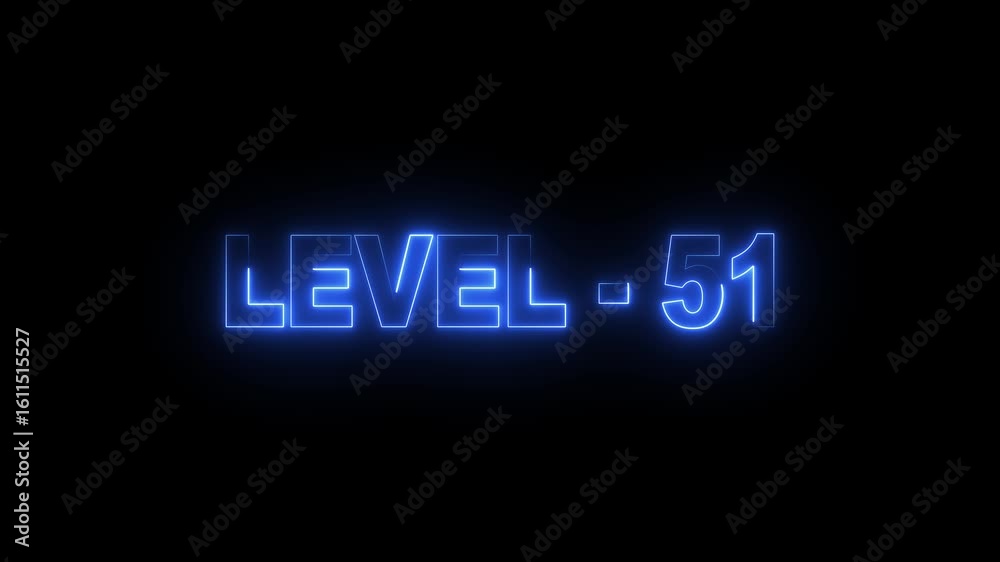 level 51 neon bright text font colorful 4k video animation. Neon level up sign and upper Level . next Level text screen display animation. level 51 neon bright text font colorful 4k video animation. Neon level up sign and upper Level . next Level text screen display animation.