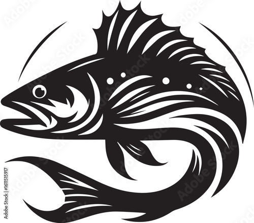 Black Fish Silhouette Vector – Iconic Logo Design for Marine and Fishing Themes