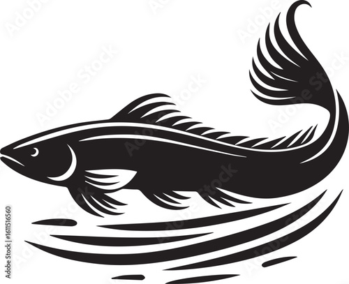 Black Fish Silhouette Vector – Iconic Logo Design for Marine and Fishing Themes