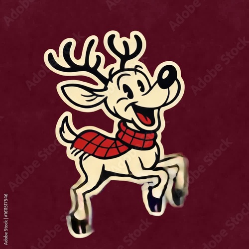 Wallpaper Mural Cheerful cartoon reindeer illustration animation isolated asset, transparent 4K video, alpha channel, ProRes 4444 Torontodigital.ca