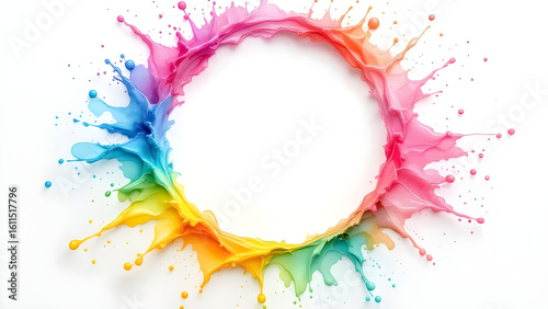 Rainbow paint splash circle