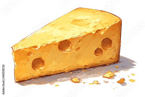 Isolated background image,hand drawn style drawing of Cheese,white background PNG