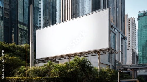 Wallpaper Mural A blank billboard in an urban setting surrounded by modern skyscrapers, perfect for advertising or marketing concepts. Torontodigital.ca