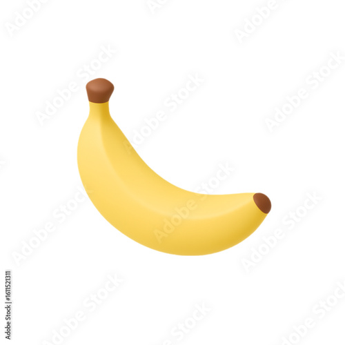 A single ripe yellow banana isolated on transparent background