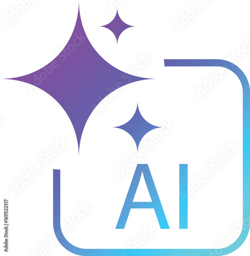 Ai generated symbol. stars sparkle and square. command prompt to generate ideas.  Artificial intelligence symbols. Computer help assistant sign

