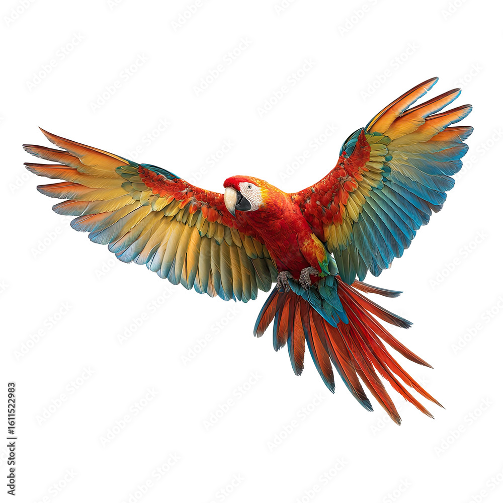 Fototapeta premium Vibrant macaw in flight