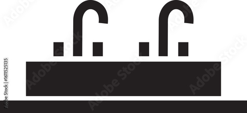 sink unit icon in flat, use for kitchen and bathroom washbasin sign, symbol in trendy style pictogram isolated on transparent background