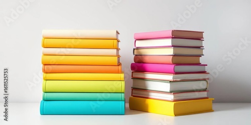Wallpaper Mural Pastel-colored books neatly stacked on a clean white background,  flatlay,  sweet Torontodigital.ca