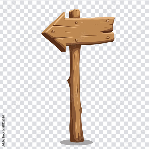 Wooden Arrow Sign Pointing Left on a Wooden Post