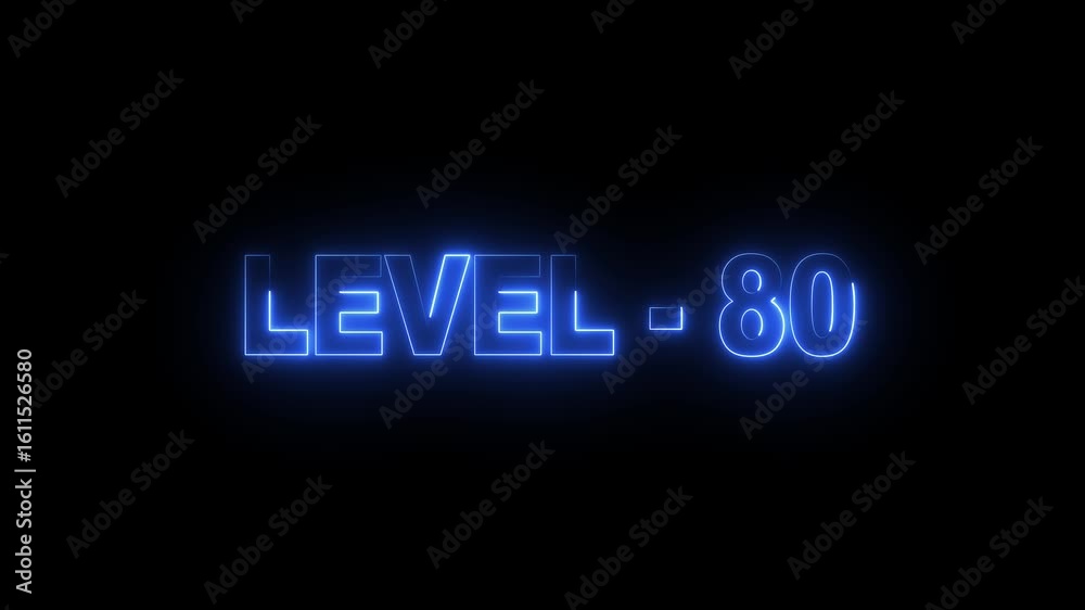 level 80 neon bright text font colorful 4k video animation. Neon level up sign and upper Level . next Level text screen display animation. level 80 neon bright text font colorful 4k video animation. Neon level up sign and upper Level . next Level text screen display animation.