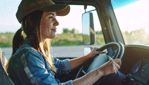 Woman driving a truck