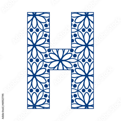 Letters A-Z in a blue leaf pattern, bright and cheerful, indicating the start of a new day. Illustration.