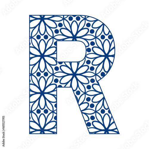 Letters A-Z in a blue leaf pattern, bright and cheerful, indicating the start of a new day. Illustration.