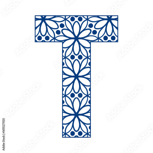 Letters A-Z in a blue leaf pattern, bright and cheerful, indicating the start of a new day. Illustration.