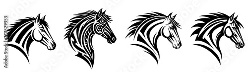Stylized Tribal Horse Head Silhouette with Bold Graphic Lines profile