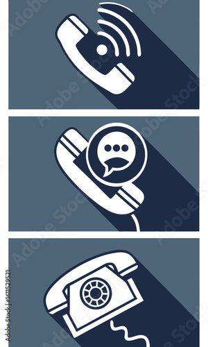 Telephone icons set various communication methods