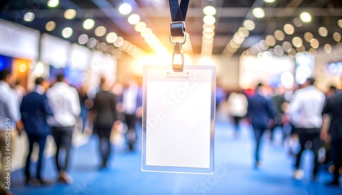 Blank ID badge at trade show