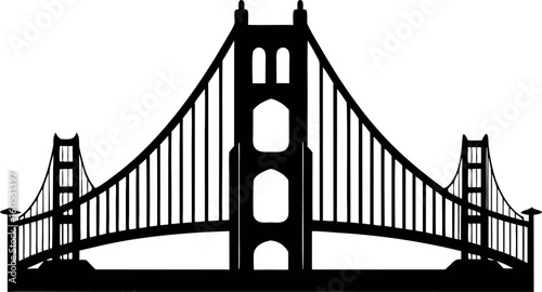 golden gate bridge black symbol, golden gate bridge silhouette vector illustration,