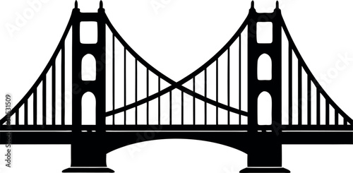 golden gate bridge black symbol, golden gate bridge silhouette vector illustration,