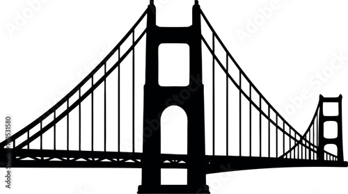 golden gate bridge black symbol, golden gate bridge silhouette vector illustration,