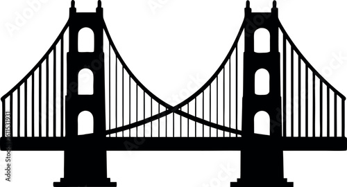 golden gate bridge silhouette vector illustration, golden gate bridge black symbol