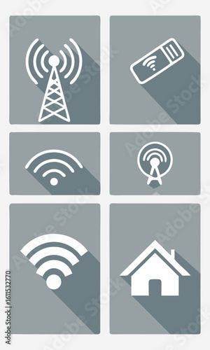 Wireless communication icons grid