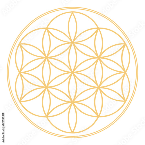 Flower of Life Sacred Mandala in Gold Foil Style