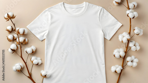 Cotton t-shirt shaped like blooming cotton flower