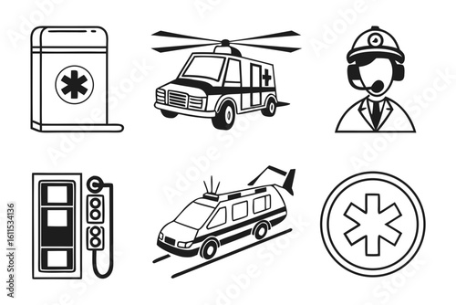 Medical Emergency Services Icons Collection.