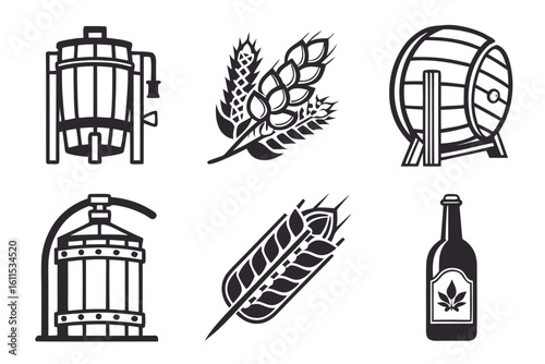 Vintage Brewery Icons and Symbols Collection.