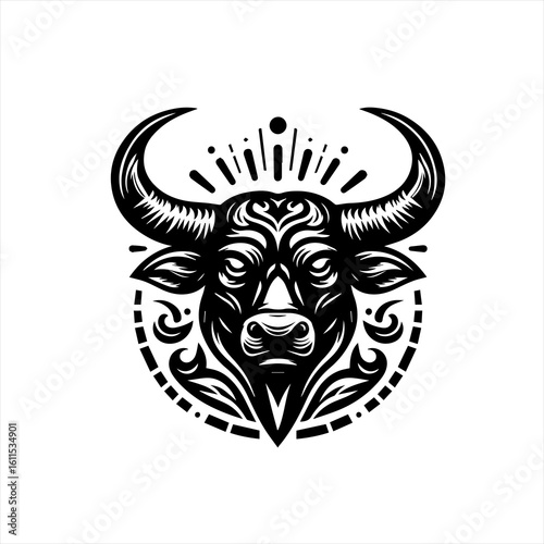 Majestic Bull Head with Tribal Ornaments.
