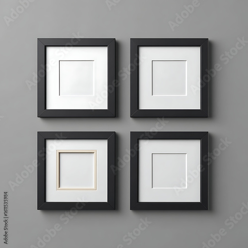 Modern Square Picture Frames Set of Four Black Frames for Wall Decor
