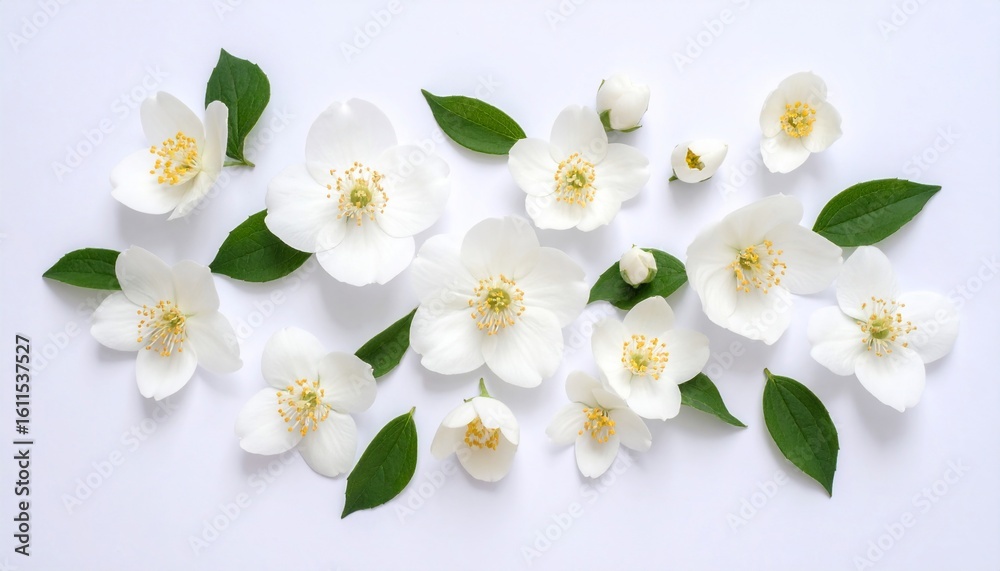 Obraz premium Jasmine Flowers: A Delicate Arrangement of White Blossoms