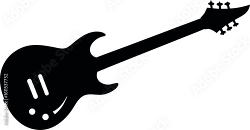 guitar silhouette vector illustration, electric guitar black symbol