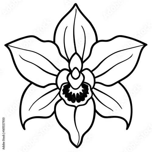 Orchid Blossom Line Art