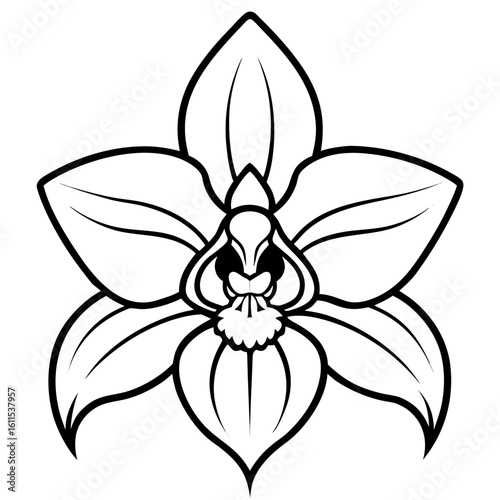 Orchid Blossom Line Art