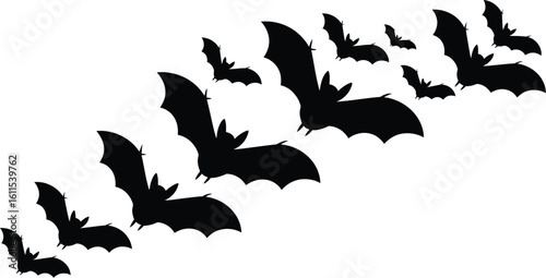 Flying bats silhouette black white