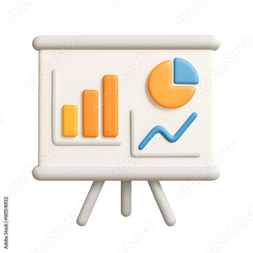 3D Presentation Board with Graph Icon