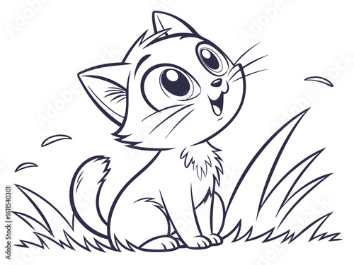 cute cat line art vector illustration