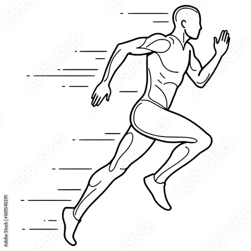 Running Runner Vector Line Art