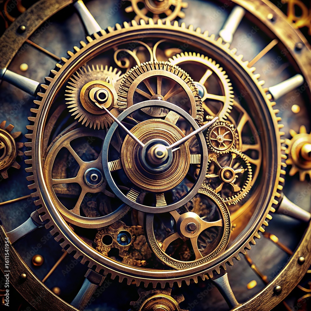 Obraz premium Intricate Steampunk Clockwork Mechanism
