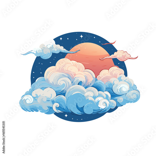 Japan Korean Chinese style cloud traditional design  