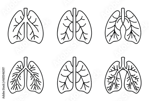 Lungs line art oxygen flow freely