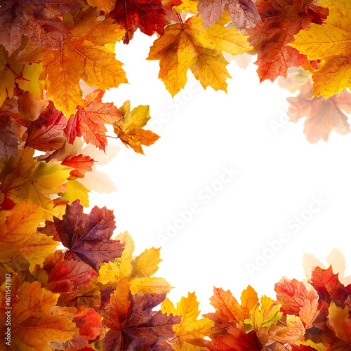 Autumn leaves border. Fall colors.