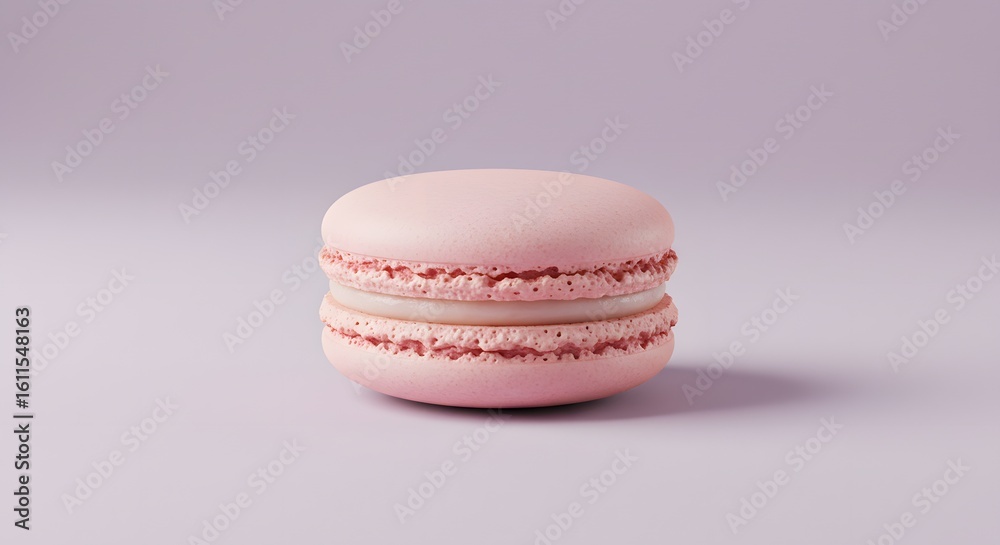 Single Pink Macaron on Pastel Background Single Pink Macaron on Pastel Background