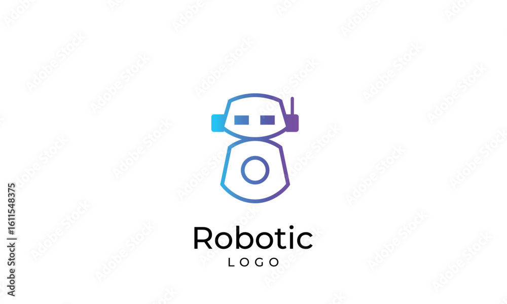 Fototapeta premium Minimal Robot logo design in line art 