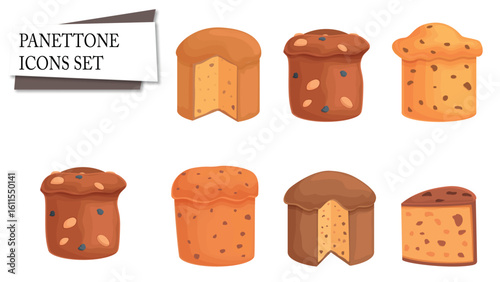 panettone icons set