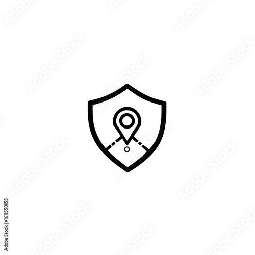 Navigation Shield Icon with Location Marker Symbolizing GPS Safety and Tracking Protection

